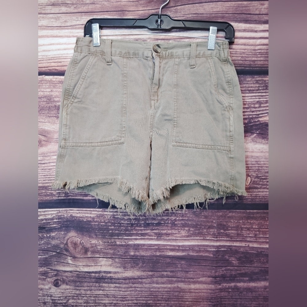 Aerie Tan Cargo Shorts with Frayed Hem Size XS